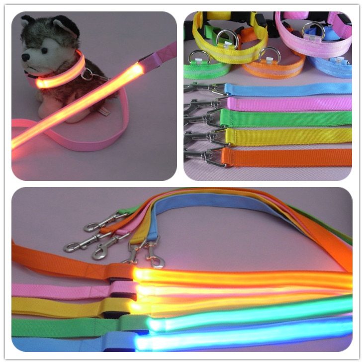 LED Light-Up Nylon Dog Leash – Adjustable Glow Modes for Night Safety and Style