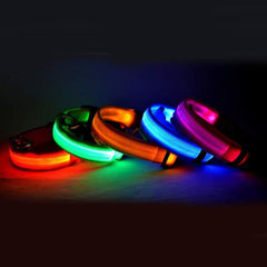 Adjustable LED Glow-in-the-Dark Nylon Pet Collar – Night Safety with Flashing Modes for Dogs and Cats