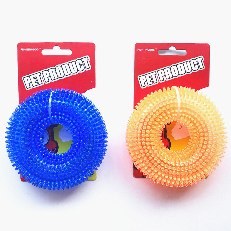 Durable Bite-Resistant Sounding Toy Ball for Pets – TPR Spike Ring Design