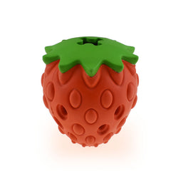 Chew-Resistant Strawberry Food-Dispensing Toy for Dogs & Cats – Durable Rubber Gnawing Ball